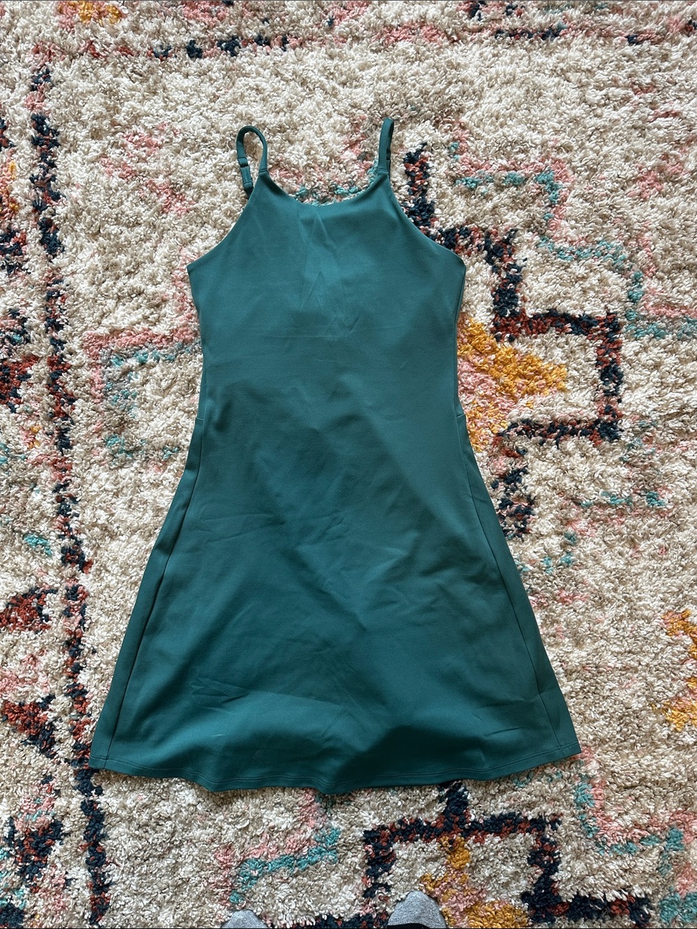 girlfriend collective teal green A-line Tank Dress